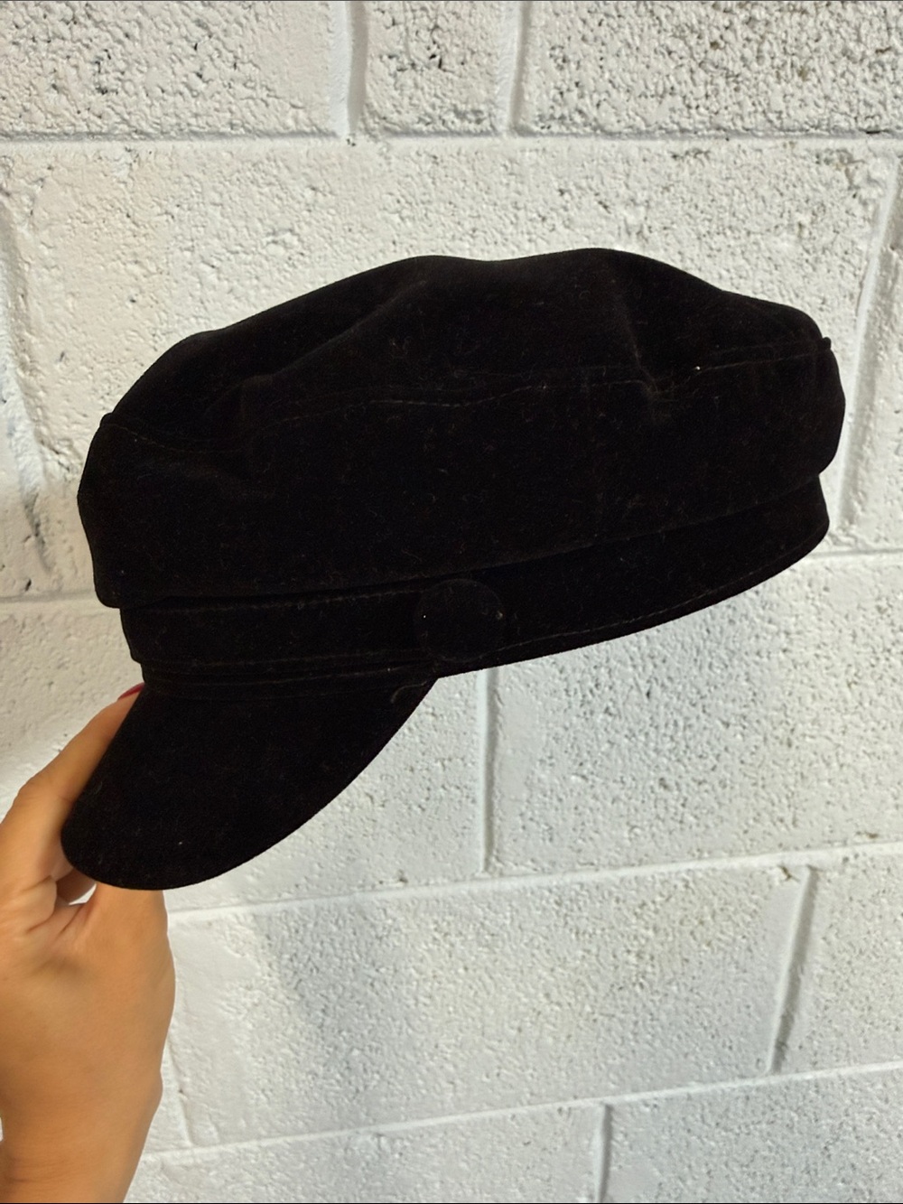 Zara Black Velvet Baker Boy Hat